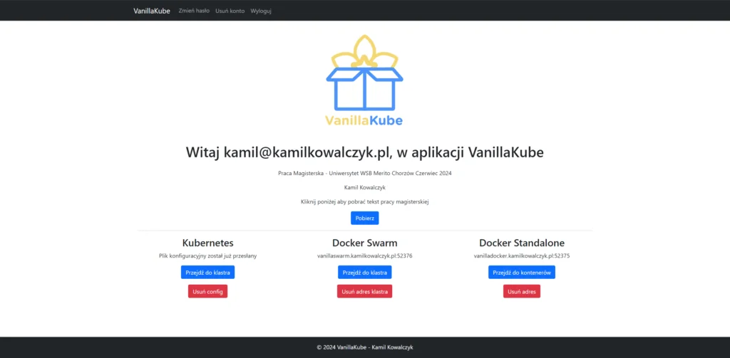Praca Magisterska – VanillaKube visual